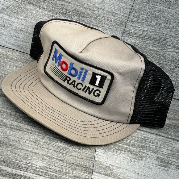 VTG Mobil 1 Racing Patch Mesh Snapback Trucker Hat Stylemaster OSFA USA Made - Picture 7 of 16